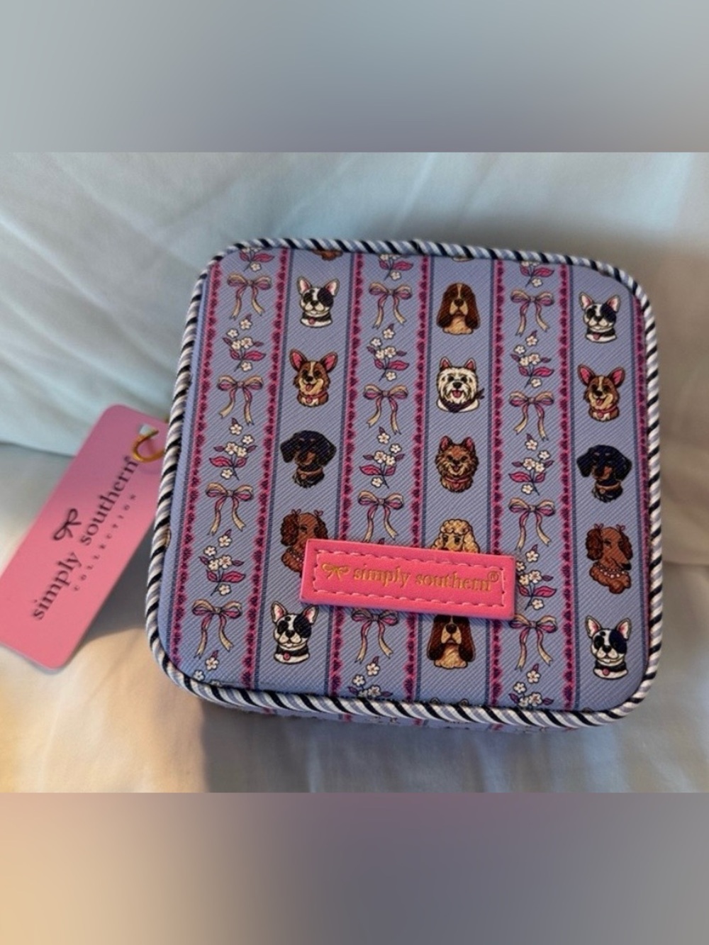 Simply Southern Dog Pattern Jewelry Travel Carrying Case / NWT